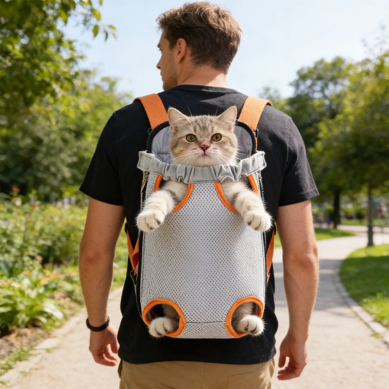 Lunxisen 1 Pcs Breathable Pet Backpack Carrier Mesh Ventilation Outdoor Travel Hiking Portable Dog Cat Carrier Bag(M)