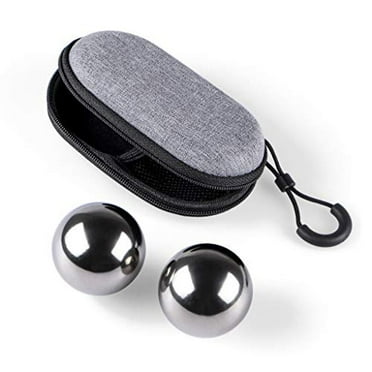 Palm exercise ball Stainless Steel Baoding Balls, 1.57 Inches Chinese Health Balls, No Chime Hand Massage Balls with Case, Meditation Balls for Hand Exercise, Hand Therapy, Stress Relief, Pack of 2