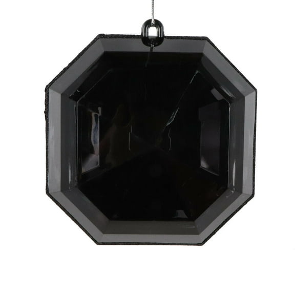 6" Black Square Jewel Glitter Orn 2/Bag