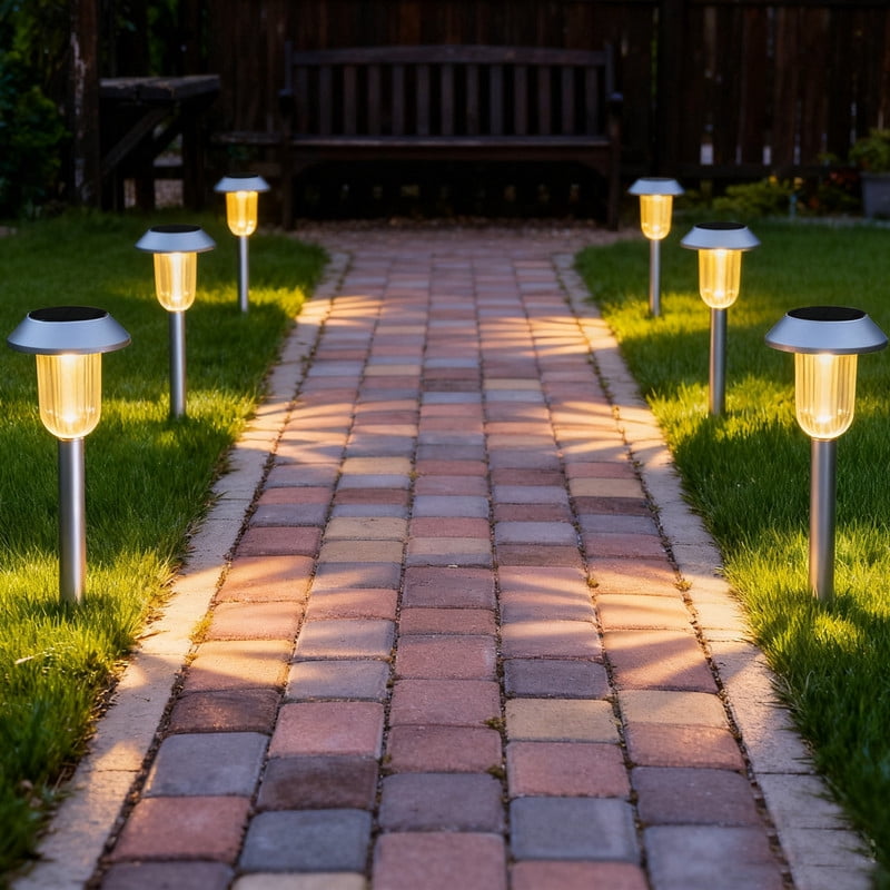 SUNLINKCO Solar Garden Lights Outdoor, 8 Pack Solar Powered Lawn Lights, 3000K Warm White, Outside Waterproof Decor Landscape Lighting, Auto On/Off, Walkway Light for Pathway, Yard, Driveway