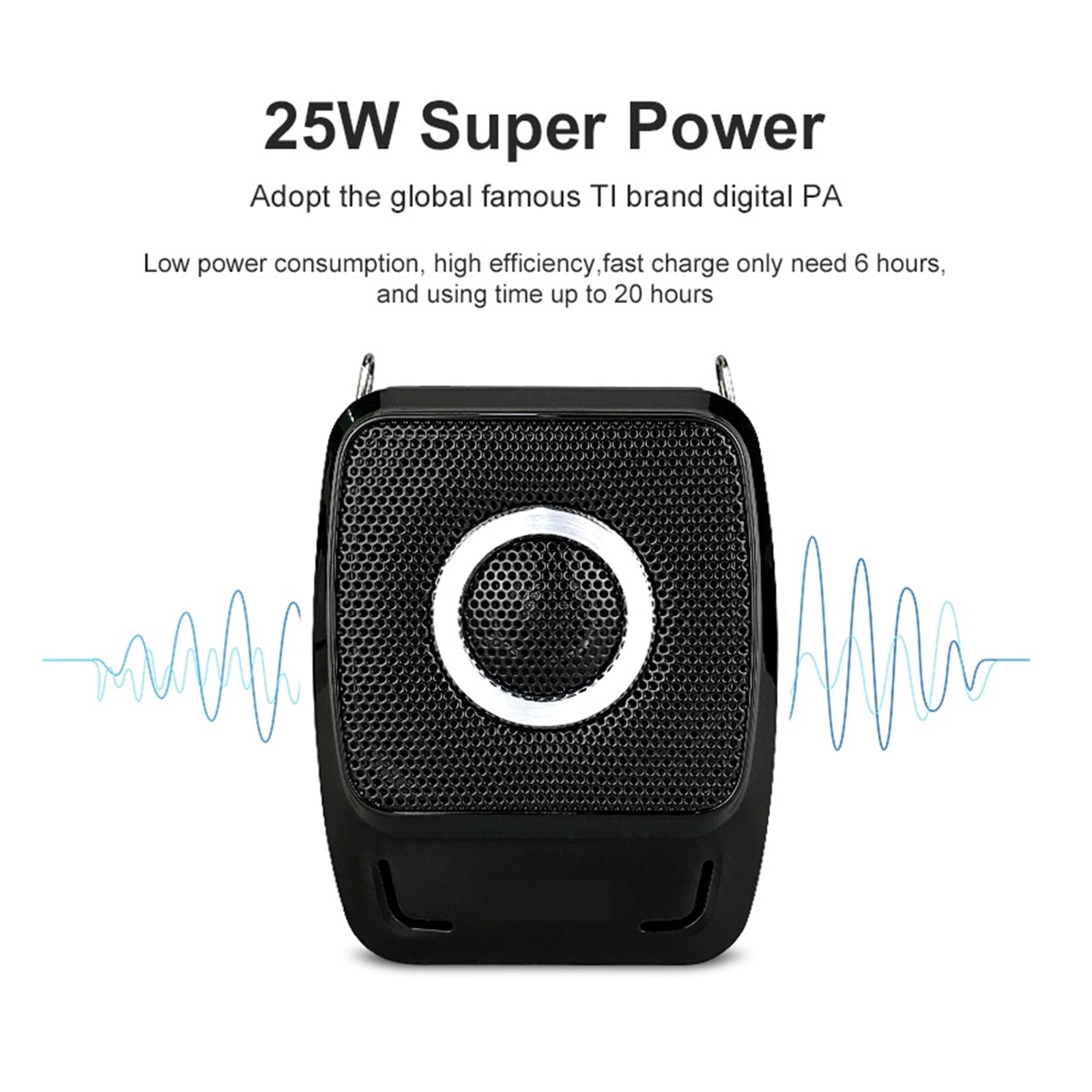 25W Portable Voice Amplifier For Teachers Megaphone With Handheld Wireless Microphone Waterproof Loudspeaker ,Powerful Voice Amplifier