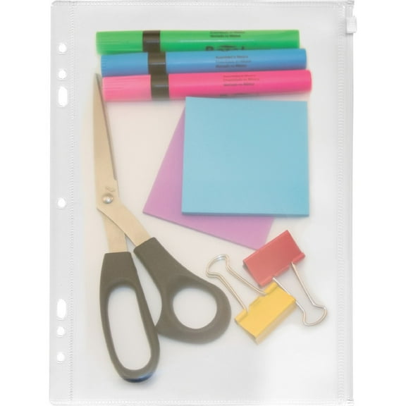 Anglers Zip-All Ring Binder Pockets - 8" x 10 1/2" Sheet - Ring Binder - Clear - Polypropylene - 1 Each | Bundle of 5 Each