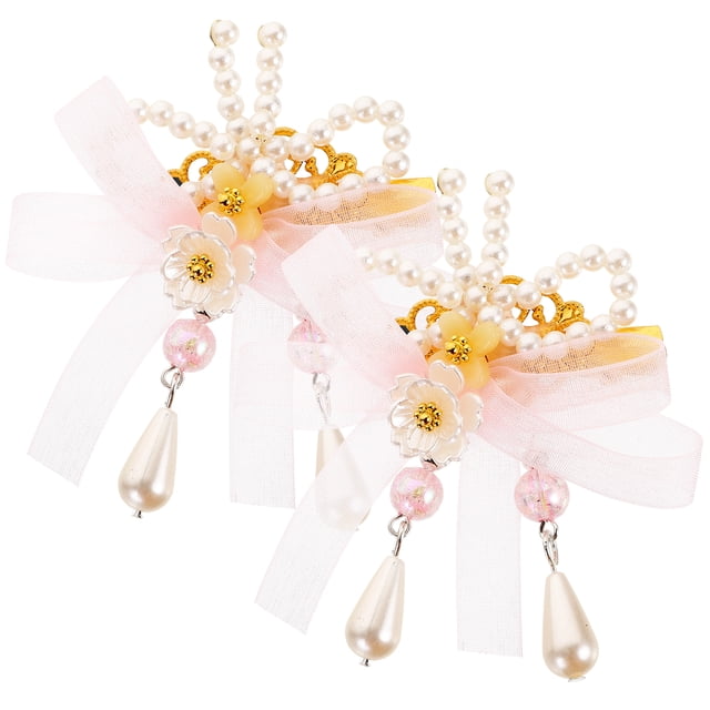2 pinzas para el pelo para mujer, horquillas con flores y borlas, accesorios para el cabello para adolescentes, adornos de perlas para el cabello.