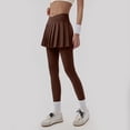 thumbnail image 4 of GEWSEY Women Tennis Skirted Leggings with Pockets Athletic Pleated Skirts with Leggings Workout Active Golf Skort (Brown, L), 4 of 7
