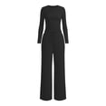 thumbnail image 6 of BODOAO Women's 2 Piece Sweatshirt Set Long Sleeve Scoop Neck Crop Top and Wide Leg Pants Casual Lounge Tracksuit, Soft Matching Outfit for Travel, Home and Daily Wear Set Black L, 6 of 7