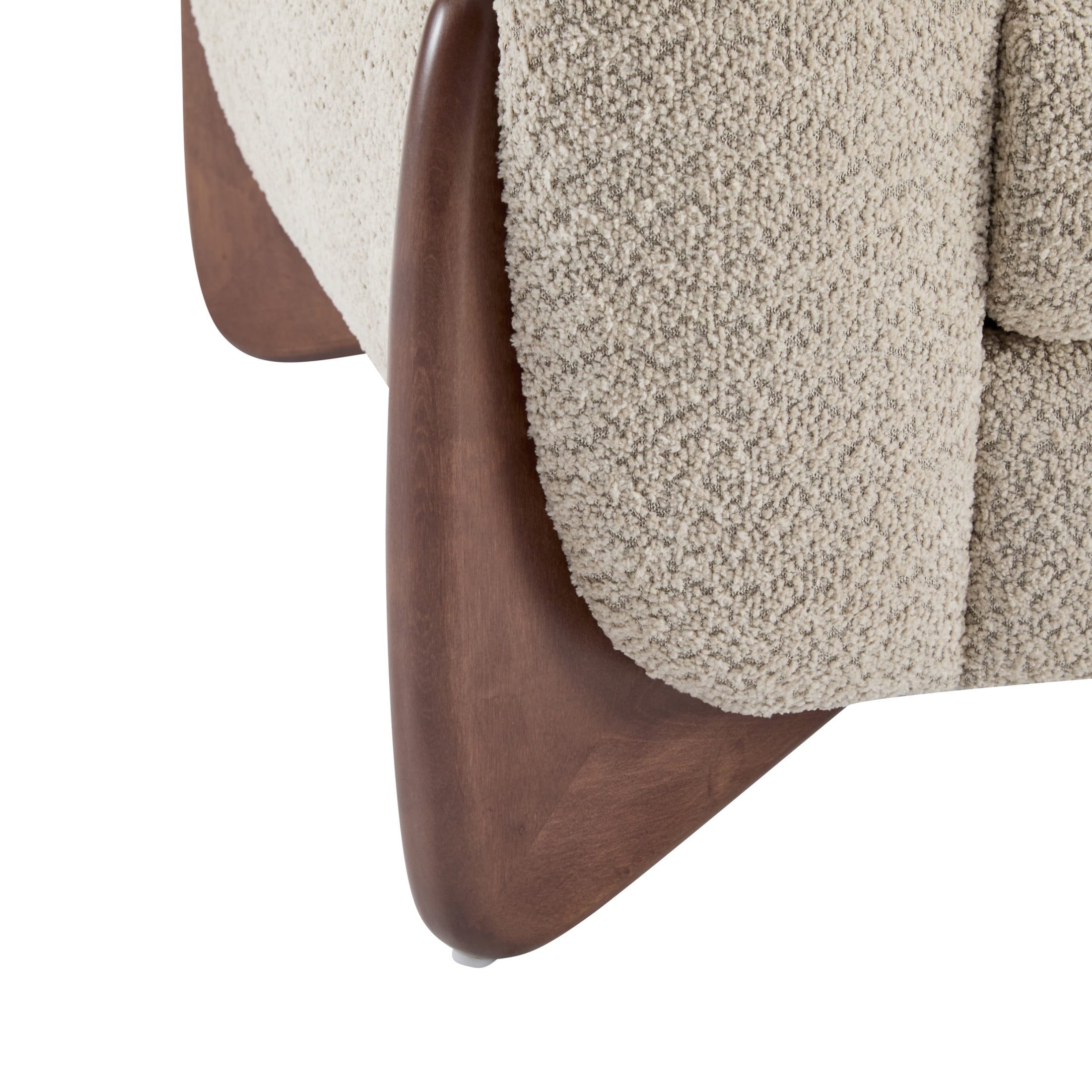 Christopher Knight Home 63" Boucle Loveseat, 2-Seater Faux Sherpa Couch with Wood Legs & Curved Design, Almond