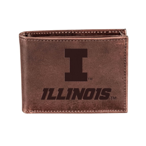 Brown Illinois Fighting Illini Bi-Fold Leather Wallet