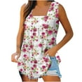 thumbnail image 2 of Buigttklop Summer Tank Tops for Women Sleeveless Square Neck Beach Praty Shirts Vacation Floral Tunic Shirt, 2 of 6