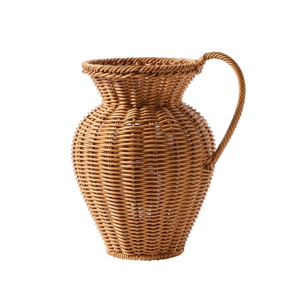 My Texas House 8" Brown Faux Rattan Pitcher Vase