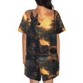 thumbnail image 4 of Womens Pajama Sets With Pocket, Sunset Meditating Doberman Lounge Sets Short Sleeve Sleepwear PJ Sets for Women, 4 of 6