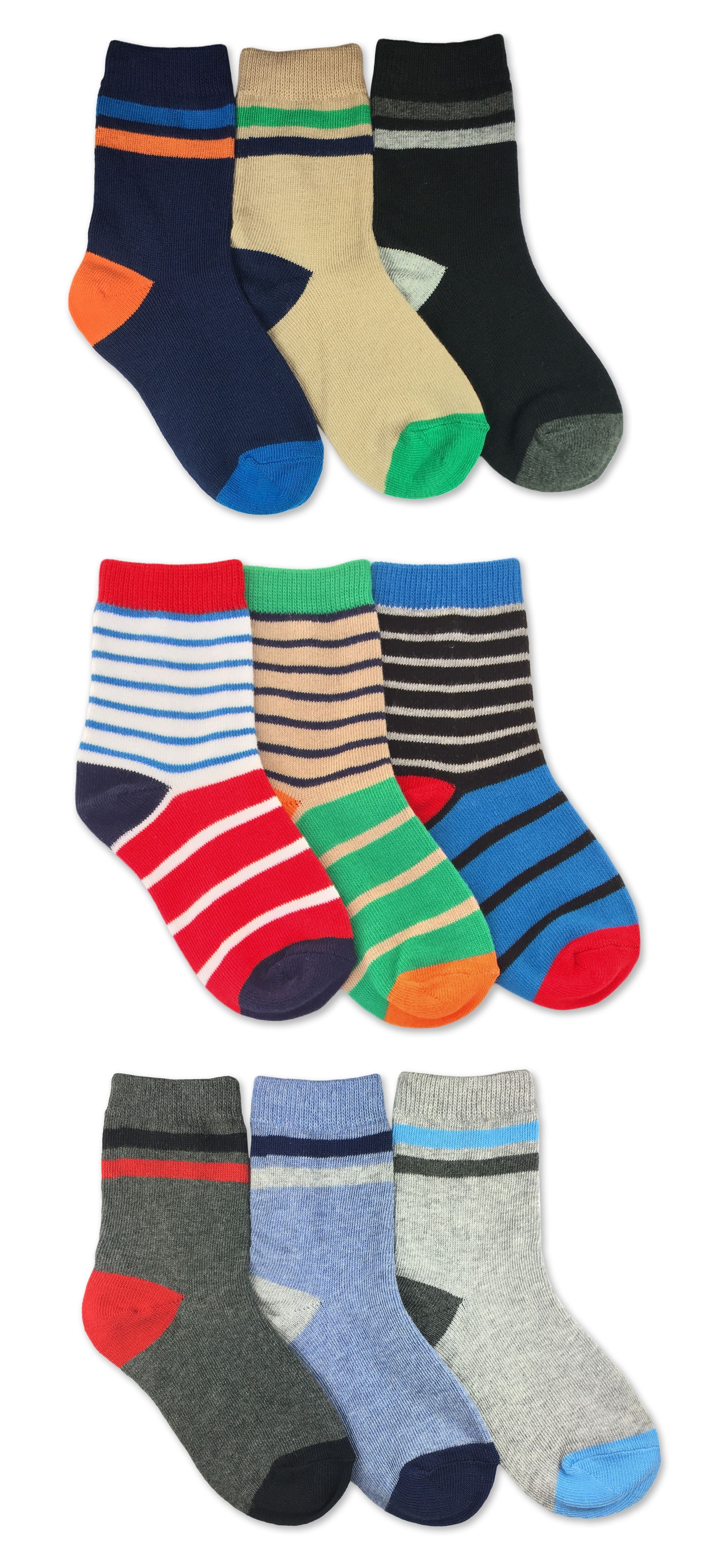 OULU Mens Boys Cotton Sock Casual Socks Strip Casual Retro Crew Stockings Set Pack of 5