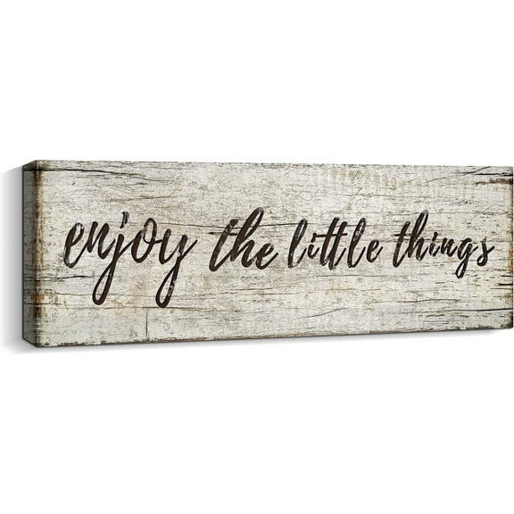 VELVET Quotes Wall Decor Enjoy the Little Thgs Sign Family Wall Signs Canvas Prts Rustic Wooden Wall Art Wood Pictures for Livg Room Bedroom Office Home Decor, 10x8inch Unframed