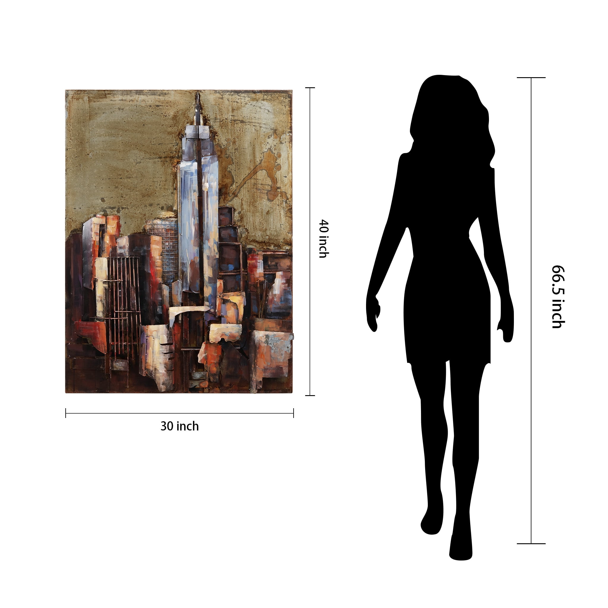 Empire Art Direct The Empire State & The Chrysler Building Hand Painted 3D Metal Wall Art, 40" x 30" each, Ready to Hang
