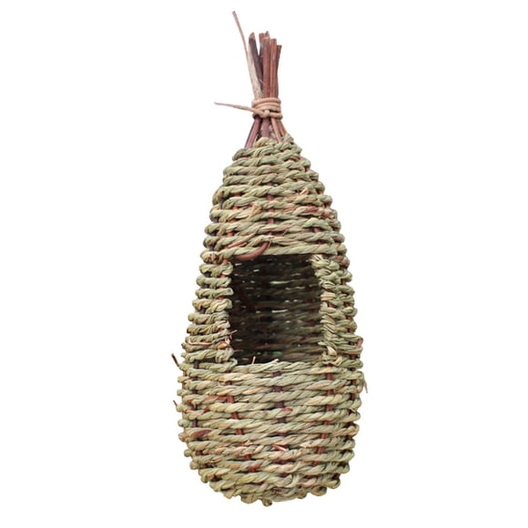 Milisten Straw Birdhouse Idyllic Garden Indoor Outdoor Ornament Grass Woven Birds Nest Box Breeding Swallows Nest Hanging Decoration for Parrot Throstle