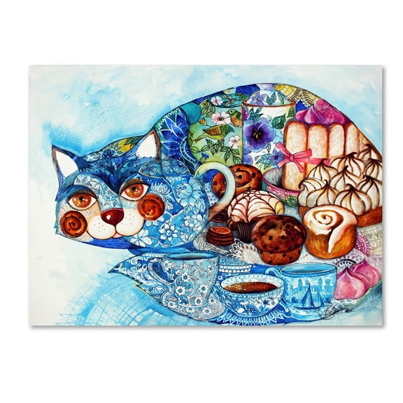 Trademark Fine Art 'Lunch Cat' Canvas Art by Oxana Ziaka