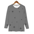 thumbnail image 6 of Women's Star Print Round Neck Long Sleeve Sweatshirt, Loose Fit Casual Pullover Top with Five-Point Star Pattern for Daily Wear, Street Fashion and All Season Comfort Grey L, 6 of 8