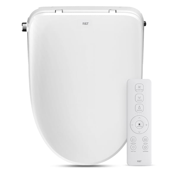 R&T V3200 Elongated Bidet Toilet Seat, Electric Bidet Seat with Adjustable Warm Water, Air Dryer, Heated Seat, Night Light, Deodorization