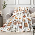 thumbnail image 3 of Fall Throw Blanket, Pumpkin Spice Autumn Fall Throws Blankets, Leaves and Berries Thanksgiving Day Blanket for Living Room Couch Bed Chair Dorm, 50"x60", Brown, 3 of 7