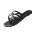 thumbnail image 2 of Samdudou Women Strappy Flat Sandals Open Toe Gladiator Slide Sandals Summer Casual Dressy Beach Walking Shoes Criss Cross Slip On Slippers Vacation Outdoor Daily Wear, 2 of 9