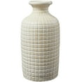 thumbnail image 3 of Studio 350 Cream Ceramic Textured Geometric Decorative Vase with Checkered Pattern - 8"W, 16"H, 3 of 5