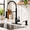 Black-Kitchen Faucet with Soap Dispenser, variant on Matte Black Kitchen Faucet with Pull Down Sprayer, 3-Function Stainless Steel Sink Fixture