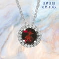 thumbnail image 6 of Jewelili Sterling Silver 6 MM Checker Board Round Garnet and Round Created White Sapphire Pendant Necklace, 18" Rolo Chain, 6 of 11