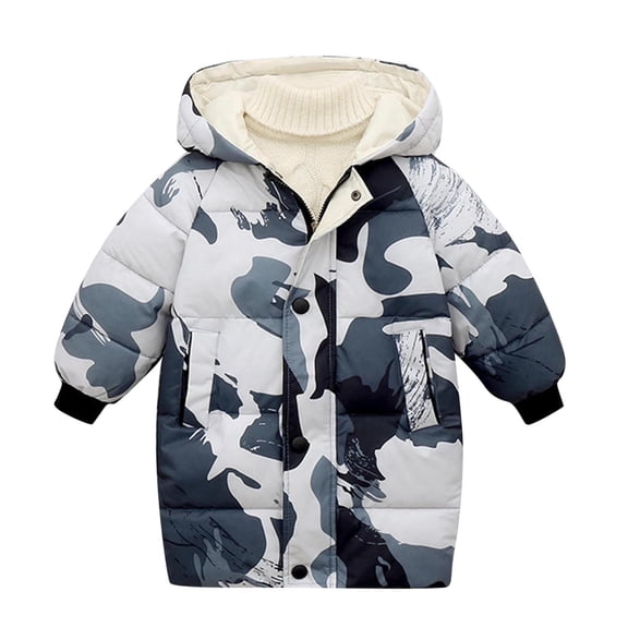 Kids Long Hoody Puffer Jacket Lightweight Wa𝐭erproof Thick Down Coats Warm Winter Parka Snowsuit for Boys Girls