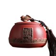 thumbnail image 1 of Vintage Rough Ceramic Tea Canister With Change And Carry Handle Sealed Storage Jar Household Organizer, 1 of 7