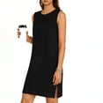 thumbnail image 2 of TaTaai Women's Sleeveless Slip Dress Solid Color Round Neck Casual Side Slit Pullover Dress Lightweight Stretchy Polyester Blend Gift, 2 of 6