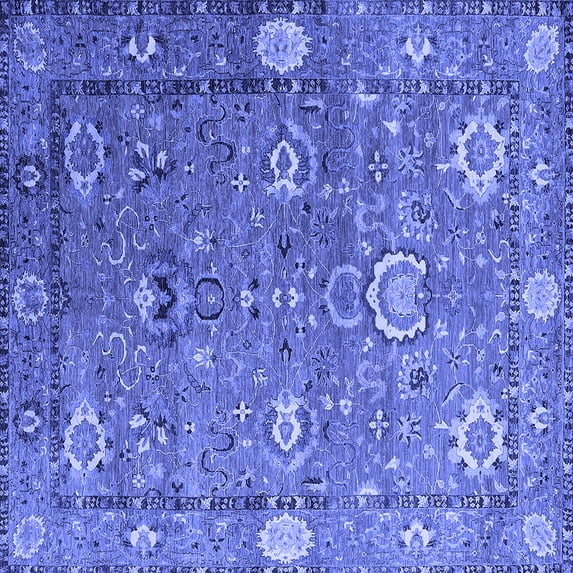 Ahgly Company Machine Washable Indoor Square Oriental Blue Industrial Area Rugs, 4' Square