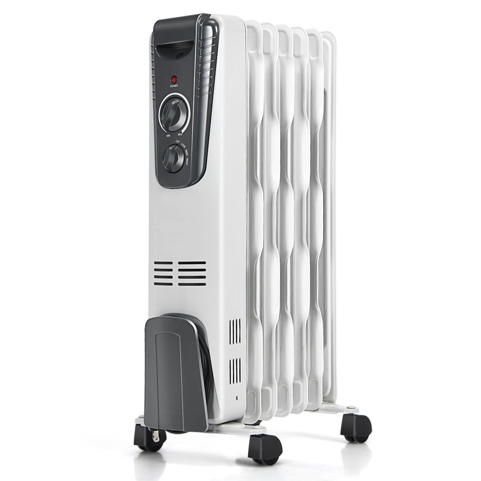 Topbuy 1500W Oil Filled Radiator 5.7 Fin Thermostat Room Radiant Electric  Space Heater - Walmart.com