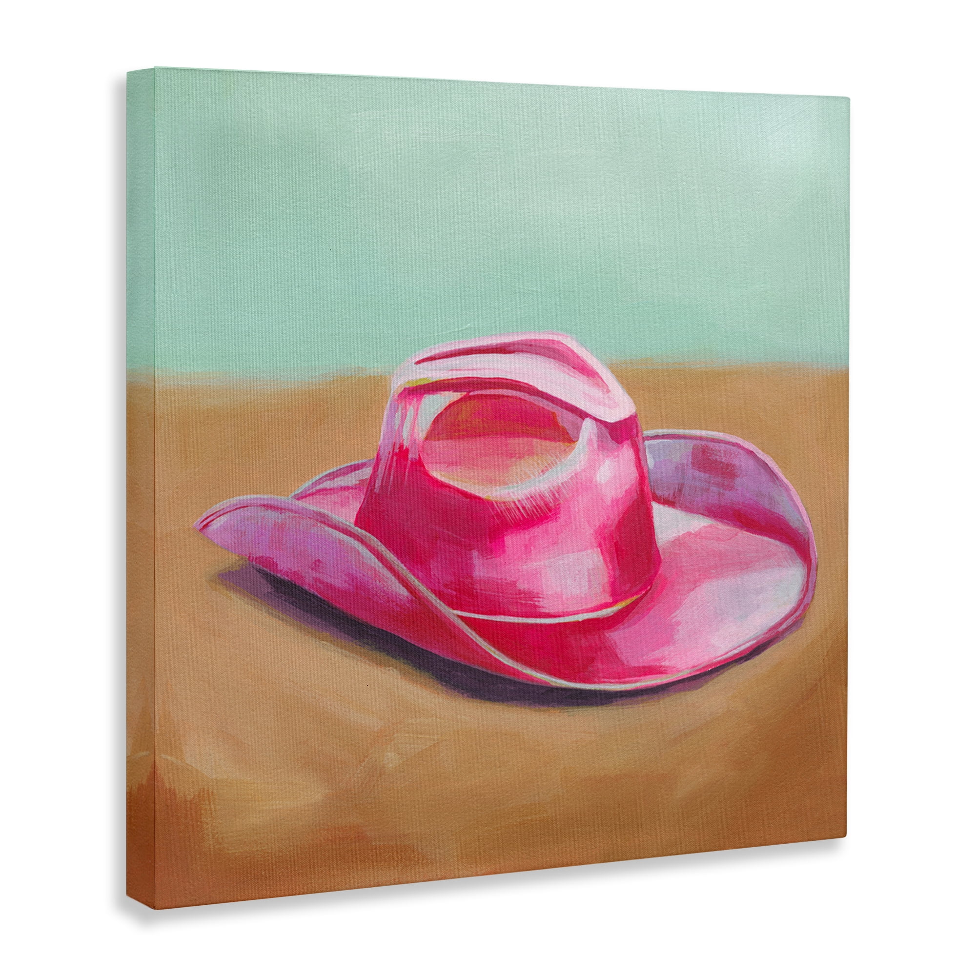 Stupell Industries Pink Cowgirl Hat Entertainment Painting Wrapped Canvas Art Print Wall Art, 17 x 17