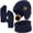 C-Navy Blue, variant on KOITHOT 3 Pcs Winter Beanie Hat with Ear Flaps Knitted Neck Warmer Touchscreen Gloves Set for Men Black