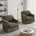 thumbnail image 7 of UIXE Swivel Accent Chair, Modern Round Barrel Arm Chair for Living Room, Bedroom, Comfy Club Reading Chairs for Adults (Chenille Light Coffee, Set of 2), 7 of 7