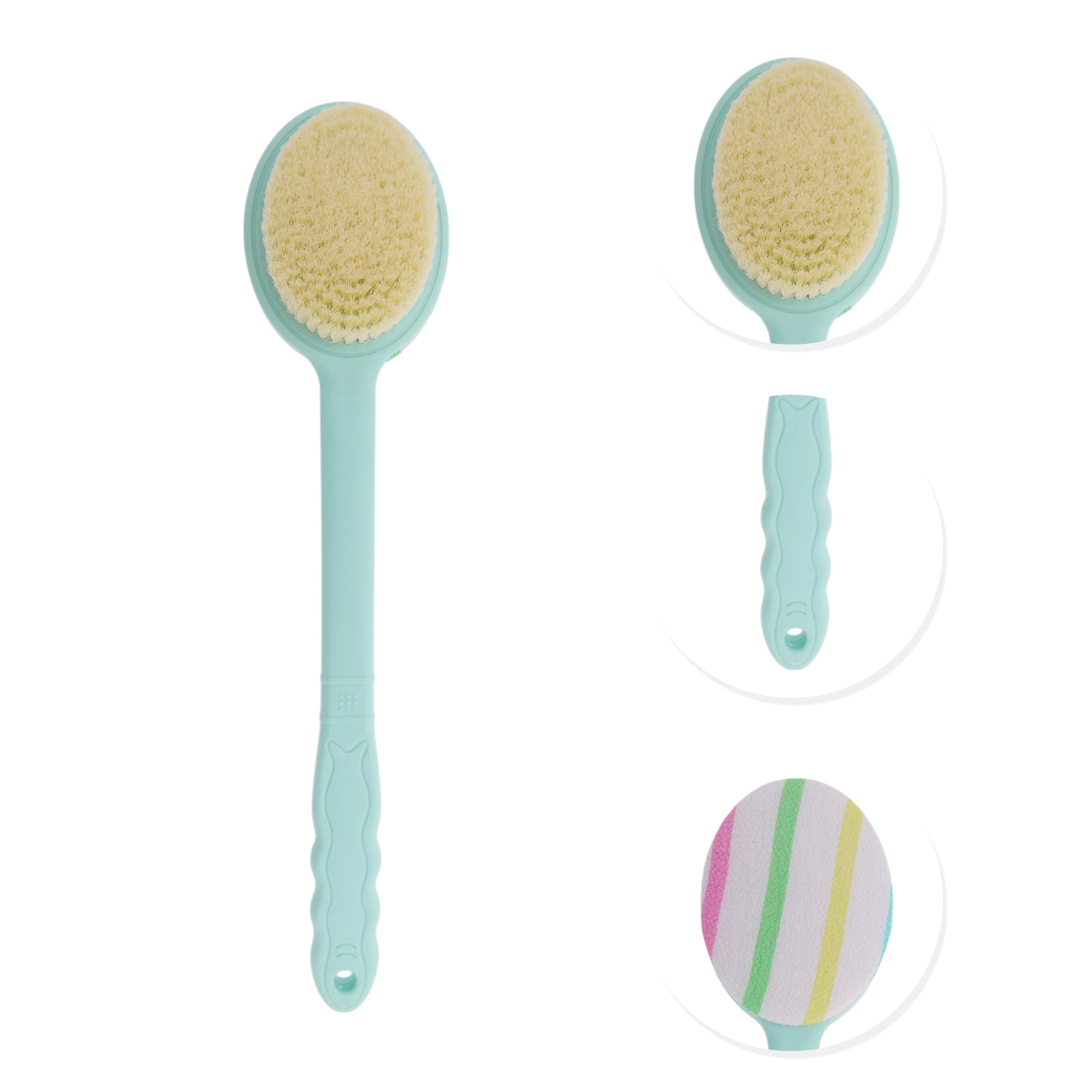 Unique Bargains 1pc Durable Long Handle Double-sided Bath Back Scrubber Green