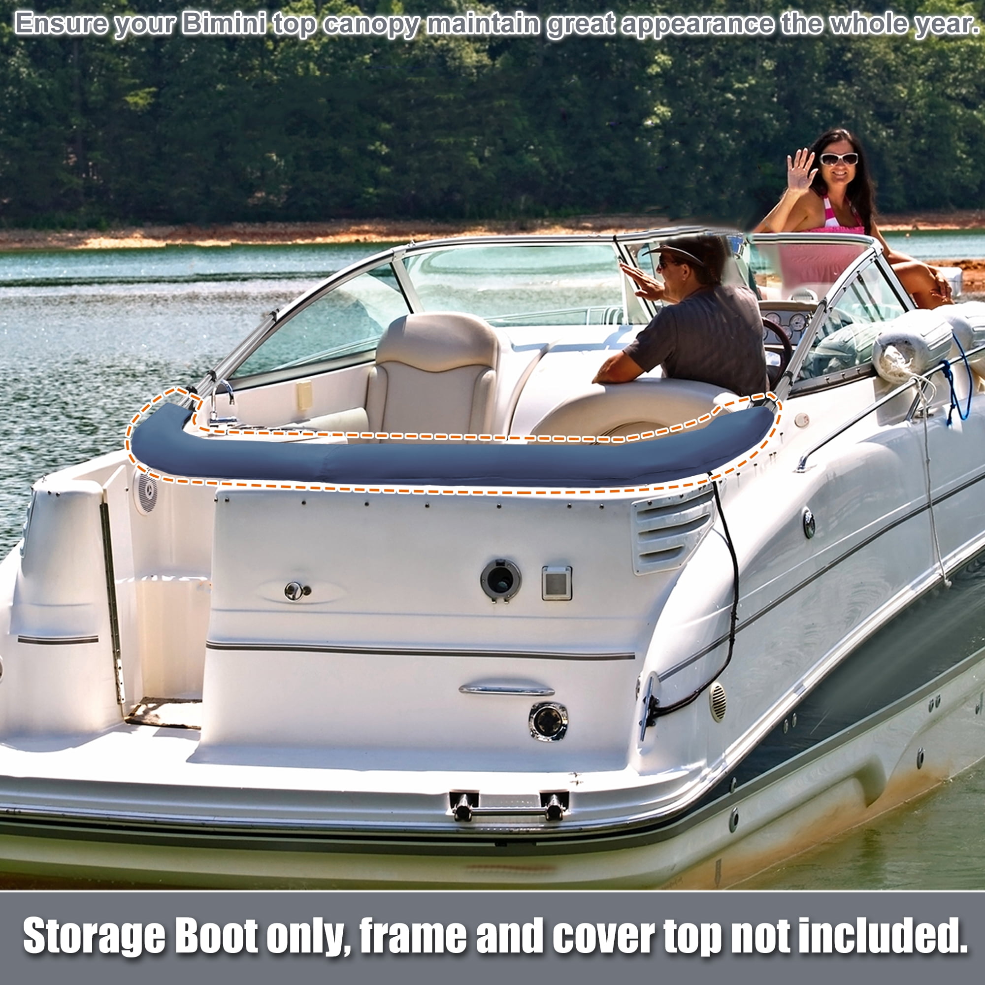 Unique Bargains Bimini Top Storage Boot Cover Waterproof 600D Polyester Deep Blue