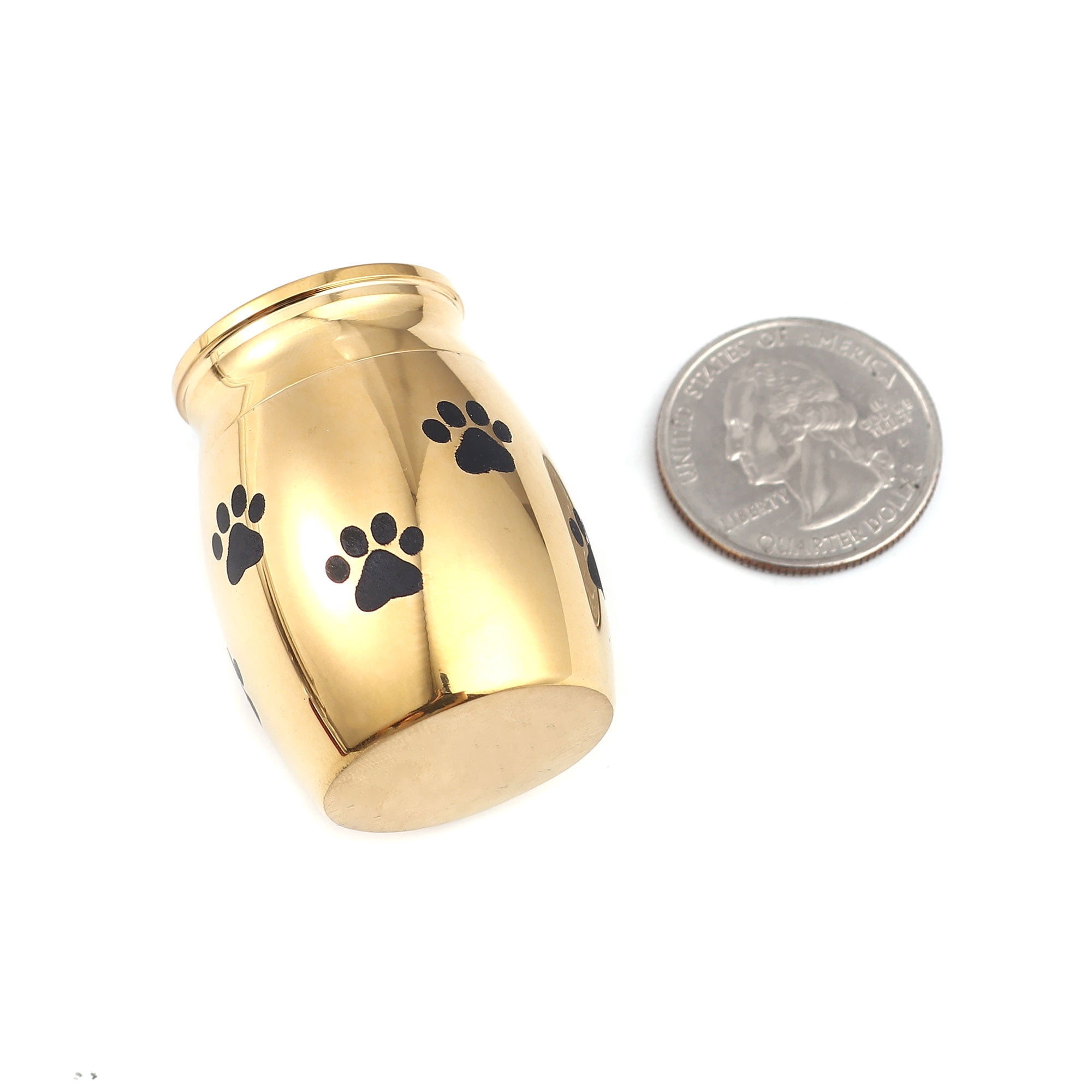 Gold Mini Sized Funeral Pets Ashes Cremation Urns for Dog Cat Keepsake Stainless Steel Warterproof Paw Pet Memorial Ash Container with Free Anavia Pouch