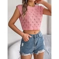thumbnail image 6 of Summer Women's Hollow Leaf Midriff-baring Sweater Holiday Top, 6 of 7