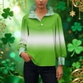 thumbnail image 7 of St. Patrick's Day Sweatshirt for Women Glitter Clover Graphic Ribbed Collared Long Sleeve Relaxed Fit Festive Holiday Clothes Top, 7 of 7