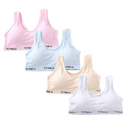 4 Pack Training Bras for Girls Cotton Bras Cami Bralettes Training Bra for Girls Bras for Teens Fit for 10-16 Years Teen
