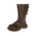 thumbnail image 7 of ZHOGXU Big Kids Girls Mid Calf Boots Solid Color Side Zipper Flat Sole Comfortable Fashion Shoes For Outdoor Activities Daily Wear Khaki 6-7 Years, 7 of 7