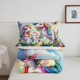 thumbnail image 5 of Manfei Pretty Unicorn Full Size Comforter Sets,Cute Flowers Pattern Bedding Comforter Set,Pink,Polkadot Reversible,3pcs,1 Comforter and 2 Pillowcases, 5 of 7