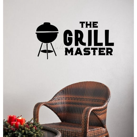 Wall Sticker Decal The Grill Master Summer Dad Quote Father's Day Gift 23x11-Inch Black