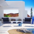 thumbnail image 1 of Modway Harmony 3 Piece Outdoor Patio Aluminum Sectional Sofa Set in White Navy, 1 of 7