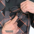 thumbnail image 6 of Hot Leathers JKM3202 Men's Grey Black and Orange Kevlar Reinforced Leather and Plaid Flannel Shirt Medium, 6 of 10