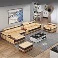 thumbnail image 2 of Elegant Living Room Sofas - MINGDIBAO Italian Genuine Leather Sectional Sofa Set with Adjustable Headrests and Bluetooth Speaker My Lux Decor Round, 2 of 8
