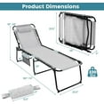 thumbnail image 2 of ZOPan Folding Chaise Lounge Chair, Sun Tanning Chair with Adjustable Reclining Back, Outdoor Recliner Chair for Pool, Beach, Patio, Lawn (Grey with Pocket), 2 of 9