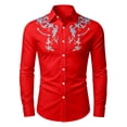 thumbnail image 4 of FYDUU Boy's Western Cowboy Shirt Printed Long Sleeve Shirts Vintage Casual Button Up Blouses Regular Fit Dress Shirts For Kids Festival Tops 10-11 Years, 4 of 4