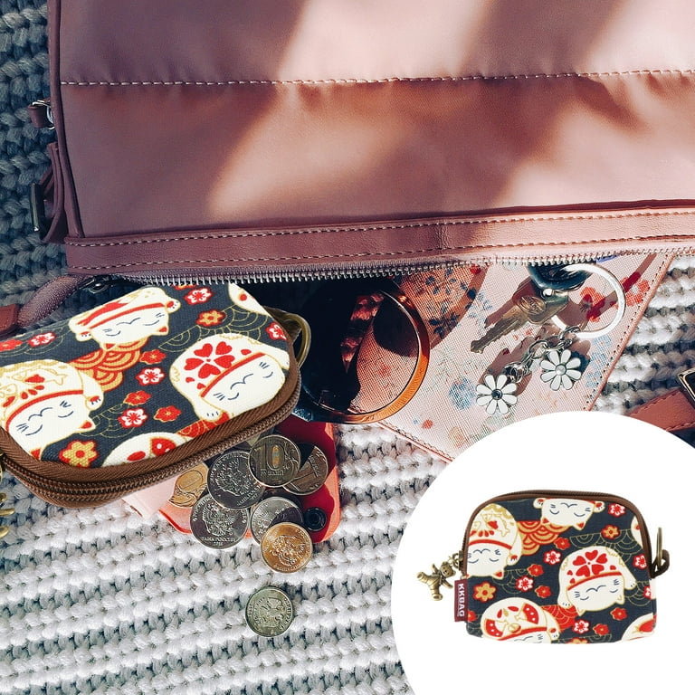 1pc Vintage Coin Purse Japanese Theme Pattern Wallet Adorable Change Purse