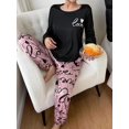 thumbnail image 2 of Womens Multicolor Heart Print Long Sleeve Pajama Set, Soft Cozy Sleepwear, 2 of 7